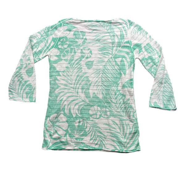 Tommy‎ Bahama XS Floral Green White 3/4 Sleeve Round Neck Pima Cotton - Picture 5 of 5